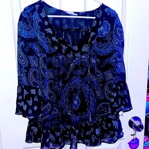 Extra-large, blue paisley sheer Westport tunic good condition